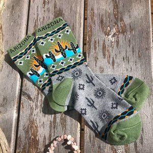 Arizona Fashion Socks sage green cactus print NWOT